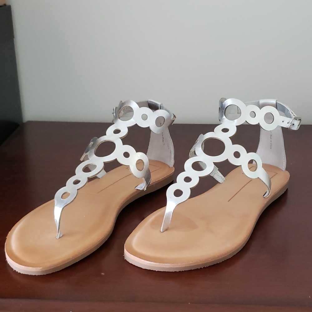 Silver Faux Leather Sandal size 7